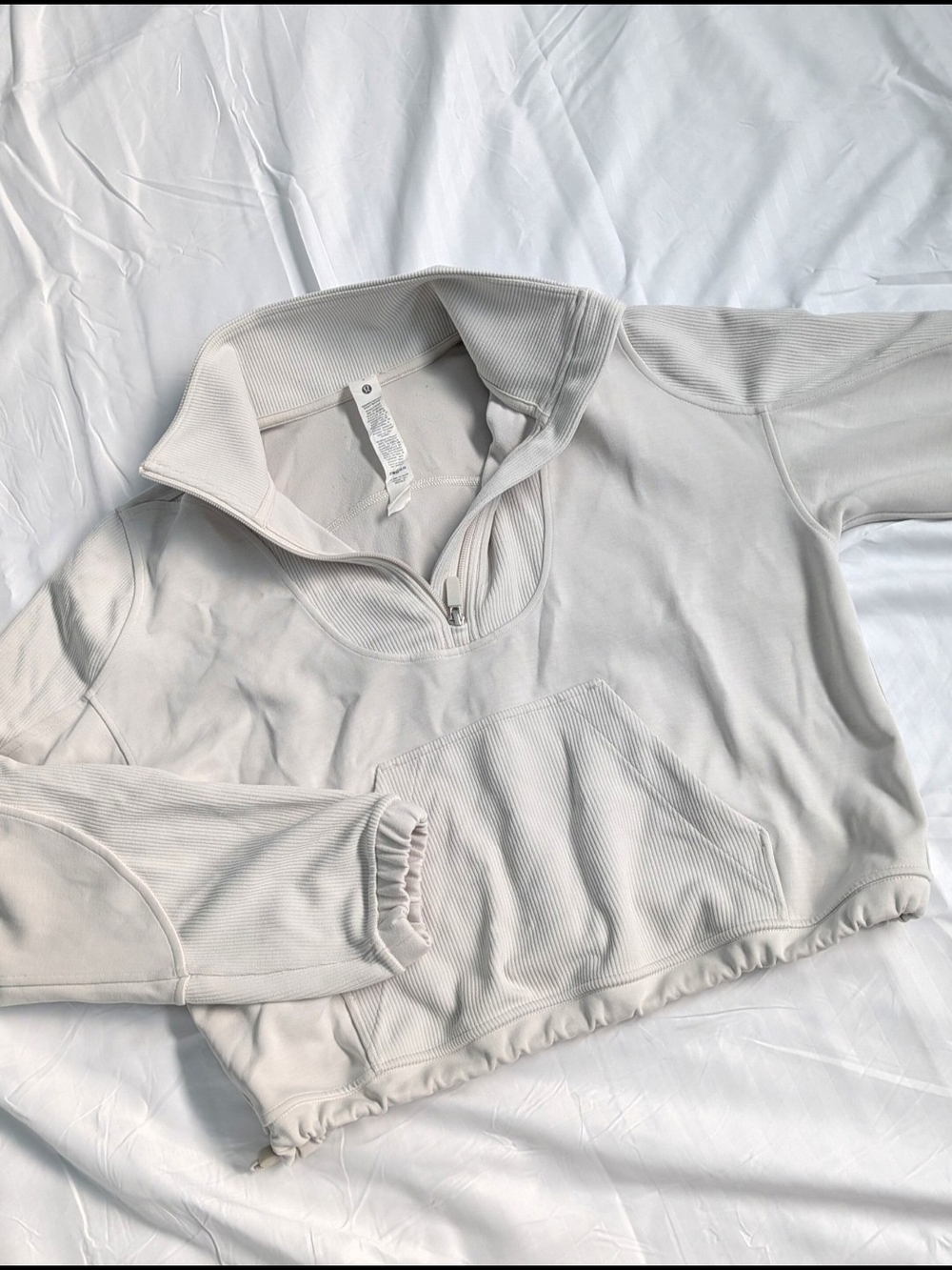 Lululemon Ribbed Quarter-Zip Cropped Pullover - Riverstone Color